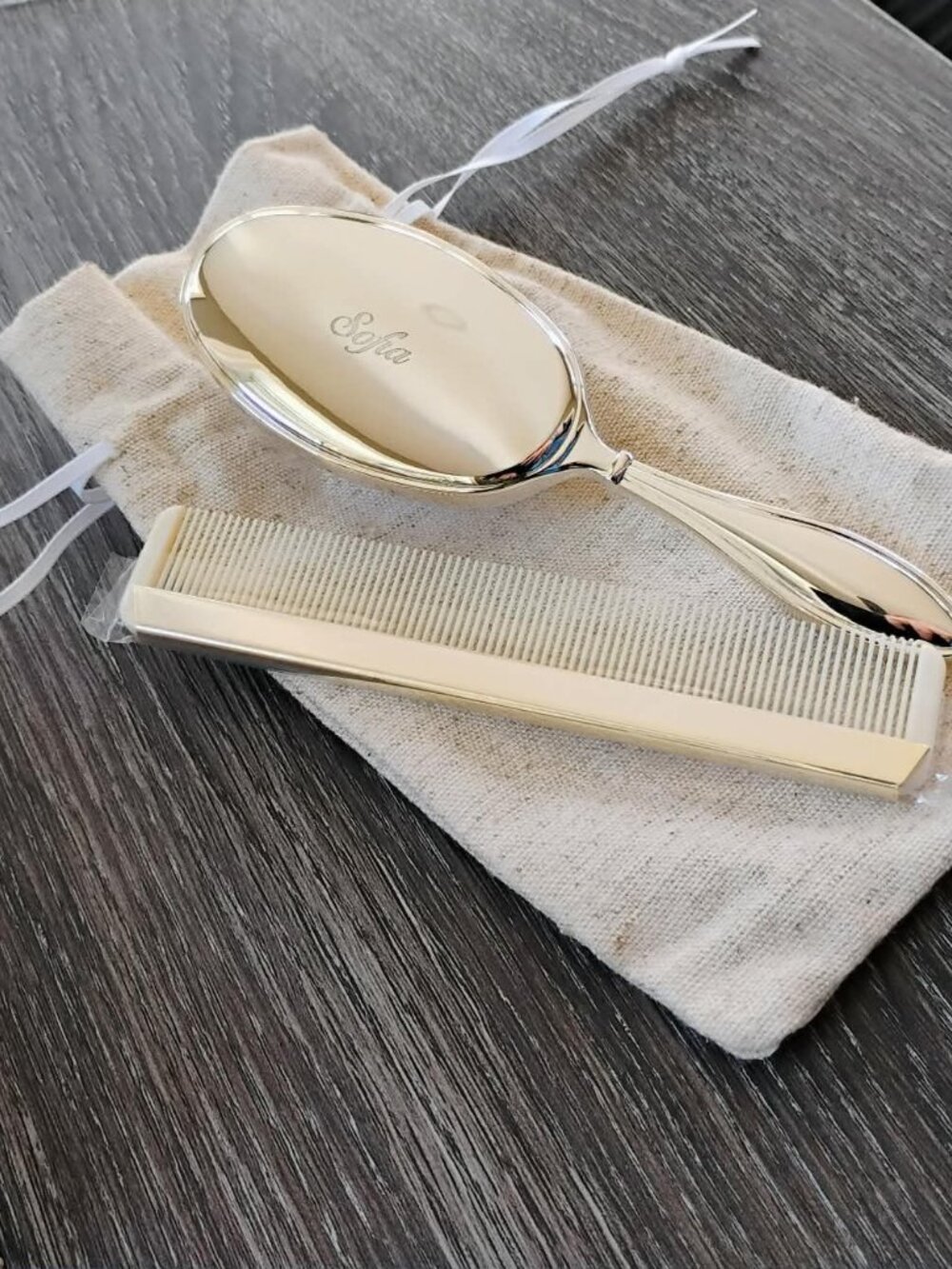 "Sofia" engraved Mark & Graham Baby Brush And Comb Keepsake Set